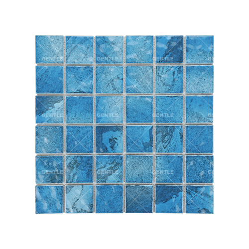 Wholesale Peacock Blue Wave Texture Porcelain Mosaics