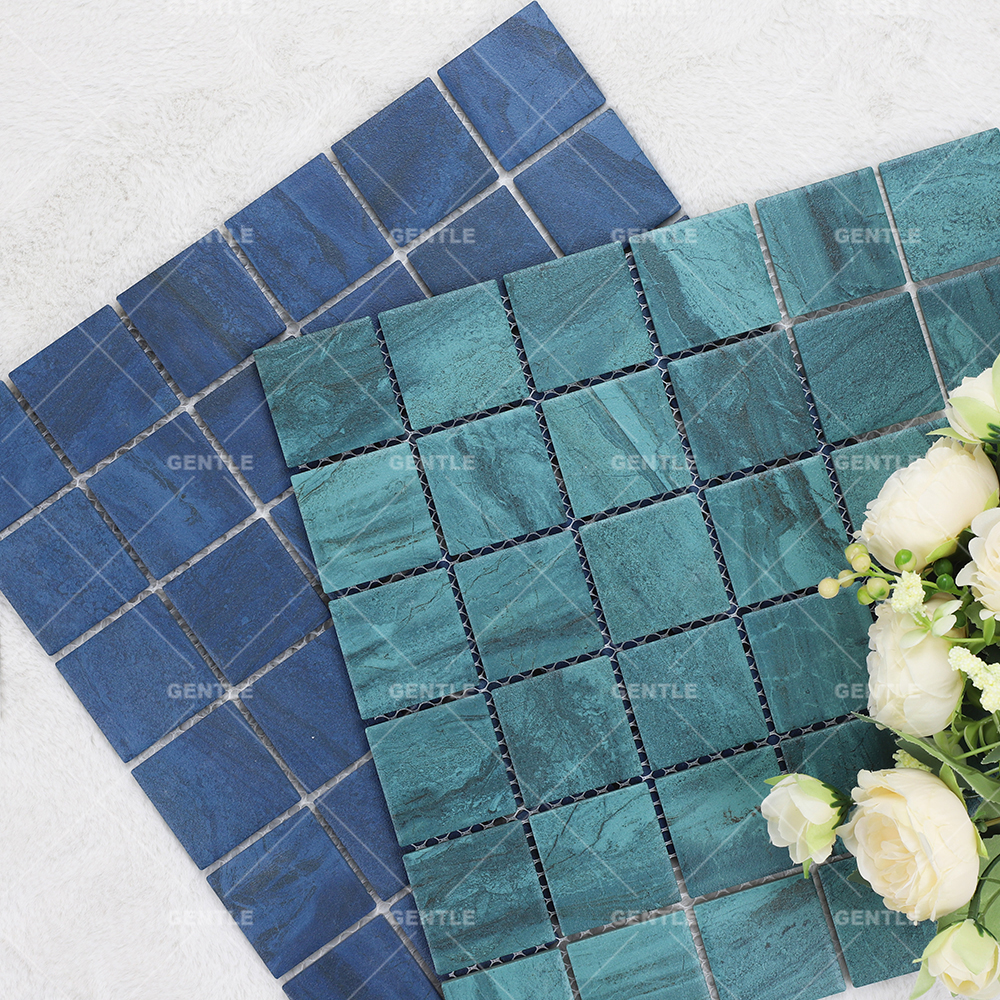 Wholesale Cyan Non-slip Square Porcelain Mosaics