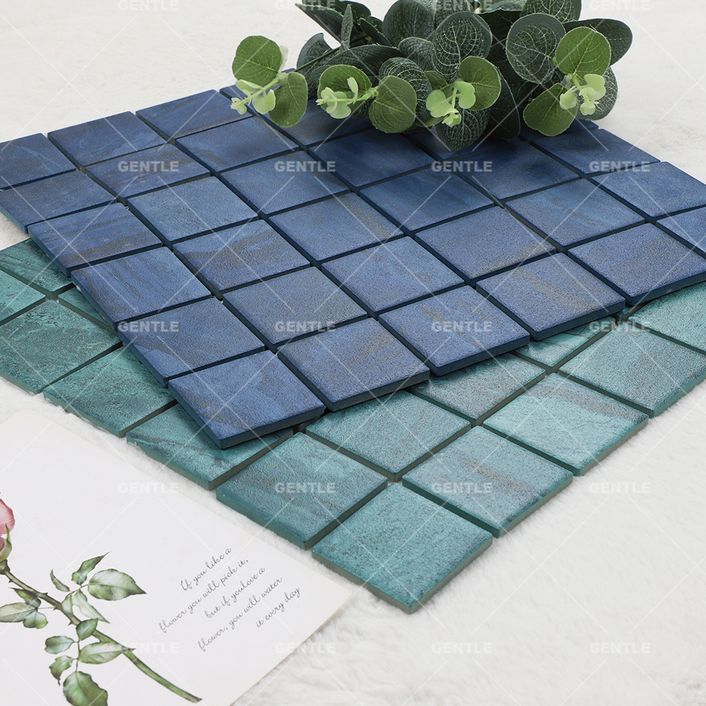 Wholesale Cyan Non-slip Square Porcelain Mosaics