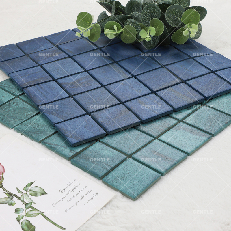 Wholesale Cyan Non-slip Square Porcelain Mosaics