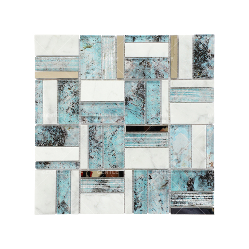 Wholesale Glass Mosaic Tiles With Natural Marble Texture For Restaurant Wall