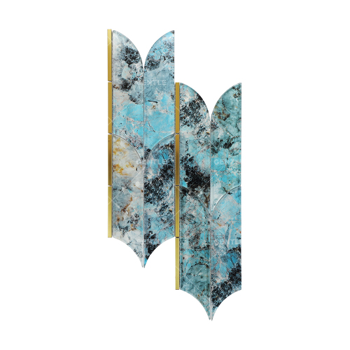 Wholesale Irregular Shape Glass Mosaics With Tiffany Blue Stone Texture