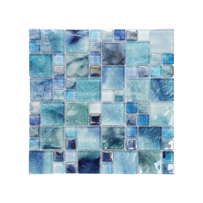 Wholesale Ocean Color Gradient Crystal Glass Mosaic With Water Features Effect