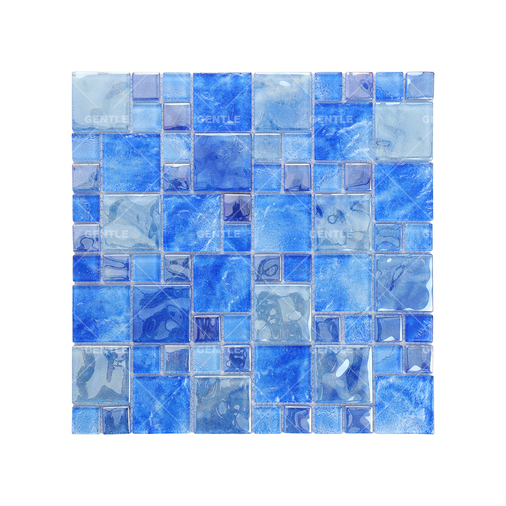 Wholesale Ocean Color Gradient Crystal Glass Mosaic With Water Features Effect