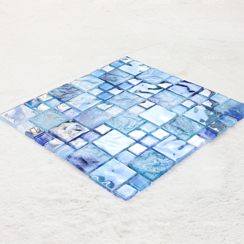 Wholesale Ocean Color Gradient Crystal Glass Mosaic With Water Features Effect