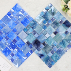 Wholesale Ocean Color Gradient Crystal Glass Mosaic With Water Features Effect