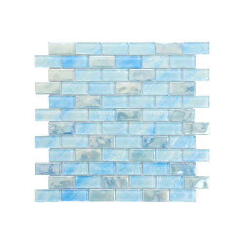 Wholesale Ocean Green Crystal Glass Mosaic Tiles With Hand Drawing Effect