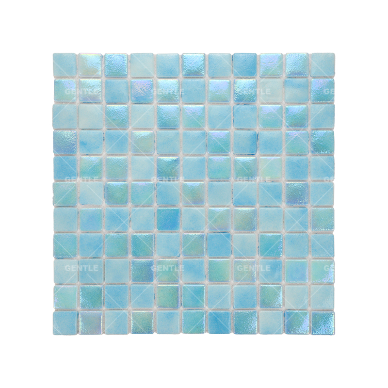 Wholesale Blue Recycled Glass Mosaic With Iridescent Effect For Swimming Pool