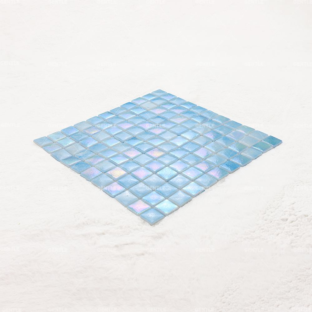 Wholesale Blue Recycled Glass Mosaic With Iridescent Effect For Swimming Pool