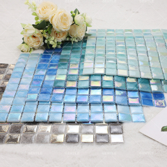 Wholesale Blue Recycled Glass Mosaic With Iridescent Effect For Swimming Pool