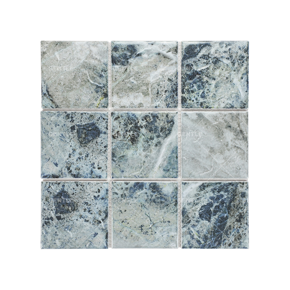 Wholesale Glossy Seaweed Green Porcelain Mosaic With Embossed Surface