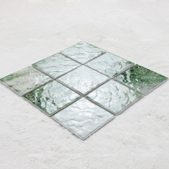 Wholesale Glossy Seaweed Green Porcelain Mosaic With Embossed Surface
