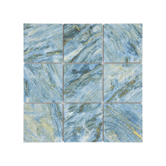 Wholesale Porcelain Mosaic With Teal Color Mixed Golden Effect