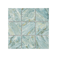 Wholesale Porcelain Mosaic With Teal Color Mixed Golden Effect