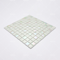 Wholesale White Recycled Glass Mosaic With Iridescent Effect