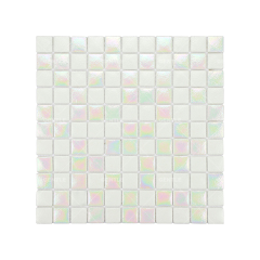 Wholesale White Recycled Glass Mosaic With Iridescent Effect