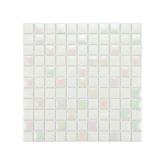 Wholesale White Recycled Glass Mosaic With Iridescent Effect