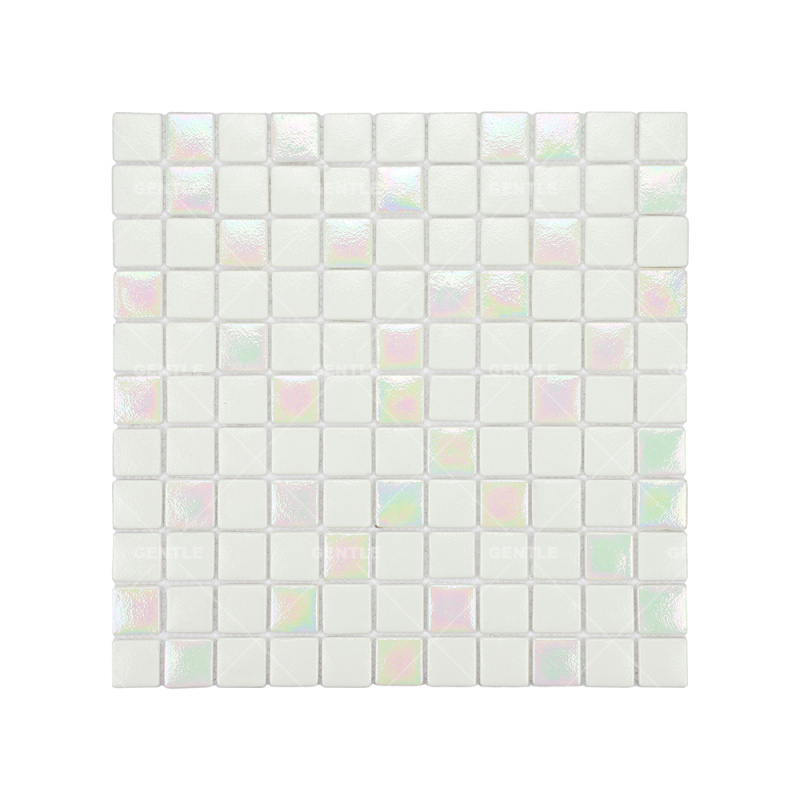 Wholesale White Recycled Glass Mosaic With Iridescent Effect