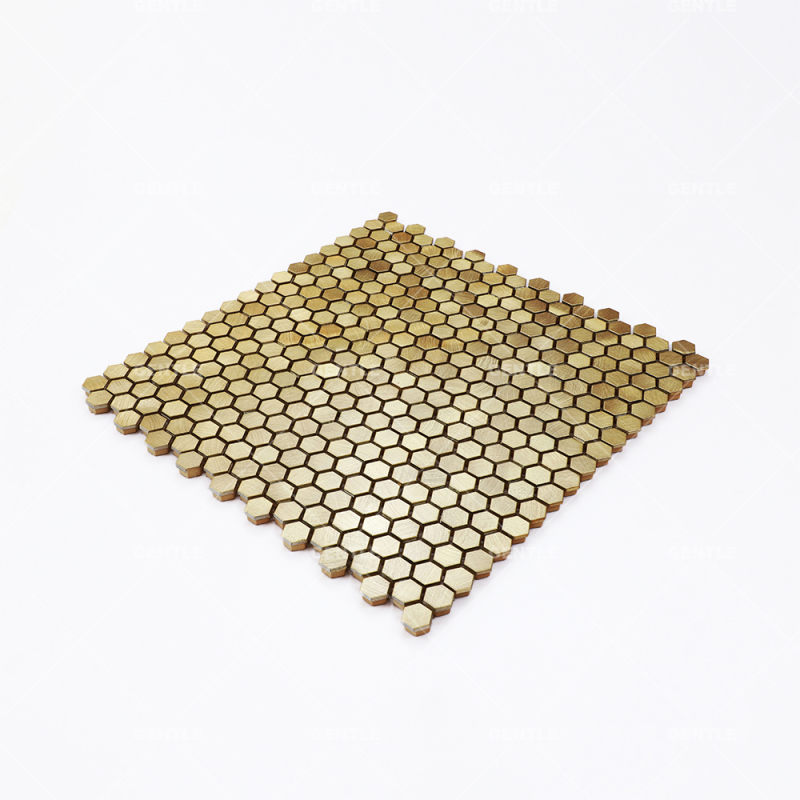 Customize Hexagonal Metal Mosaic Tile With Brushed Effect