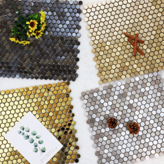 Customize Hexagonal Metal Mosaic Tile With Brushed Effect