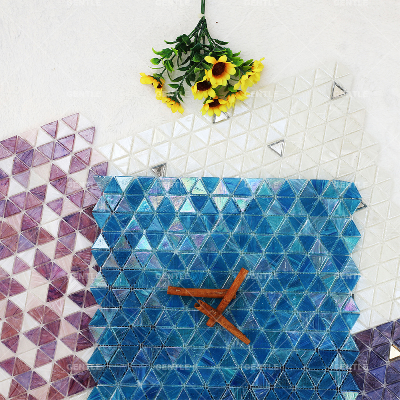 Customize Triangular Pink Purple Hot-melt Glass Mosaic Tiles