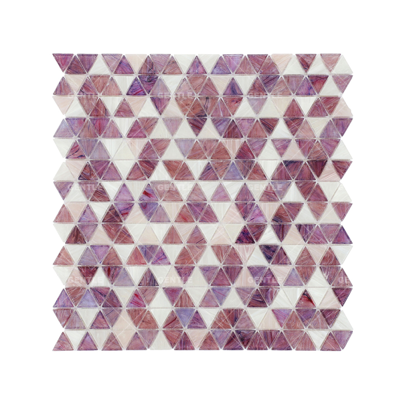 Customize Triangular Pink Purple Hot-melt Glass Mosaic Tiles