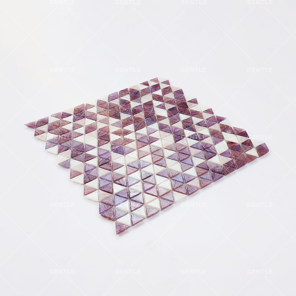 Customize Triangular Pink Purple Hot-melt Glass Mosaic Tiles