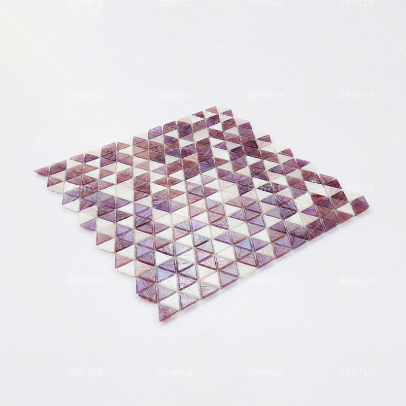 Customize Triangular Pink Purple Hot-melt Glass Mosaic Tiles