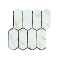 Wholesale Long Hexagonal Aluminum Composite Mosaic With Carrara White Marble Effect