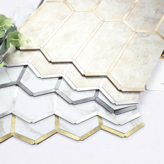 Wholesale Long Hexagonal Aluminum Composite Mosaic With Carrara White Marble Effect