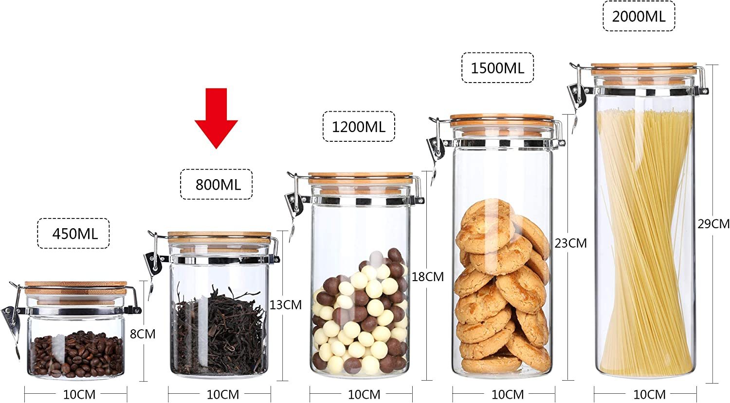 コーヒー豆保存容器 250g コーヒー豆入れ容器 珈琲キャニスター 密閉容器 ガラス コーヒー豆保存瓶 800ML 2個セット