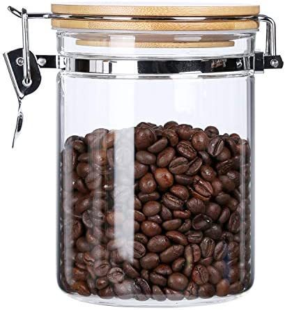 ガラス コーヒー キャニスター スプーン付き 200g キャニスター セット 密閉 コーヒー豆保存容器 砂糖 紅茶の葉 抹茶 コーヒー粉 プロテイン 唐辛子 粉末 保存容器 密閉 2個セット