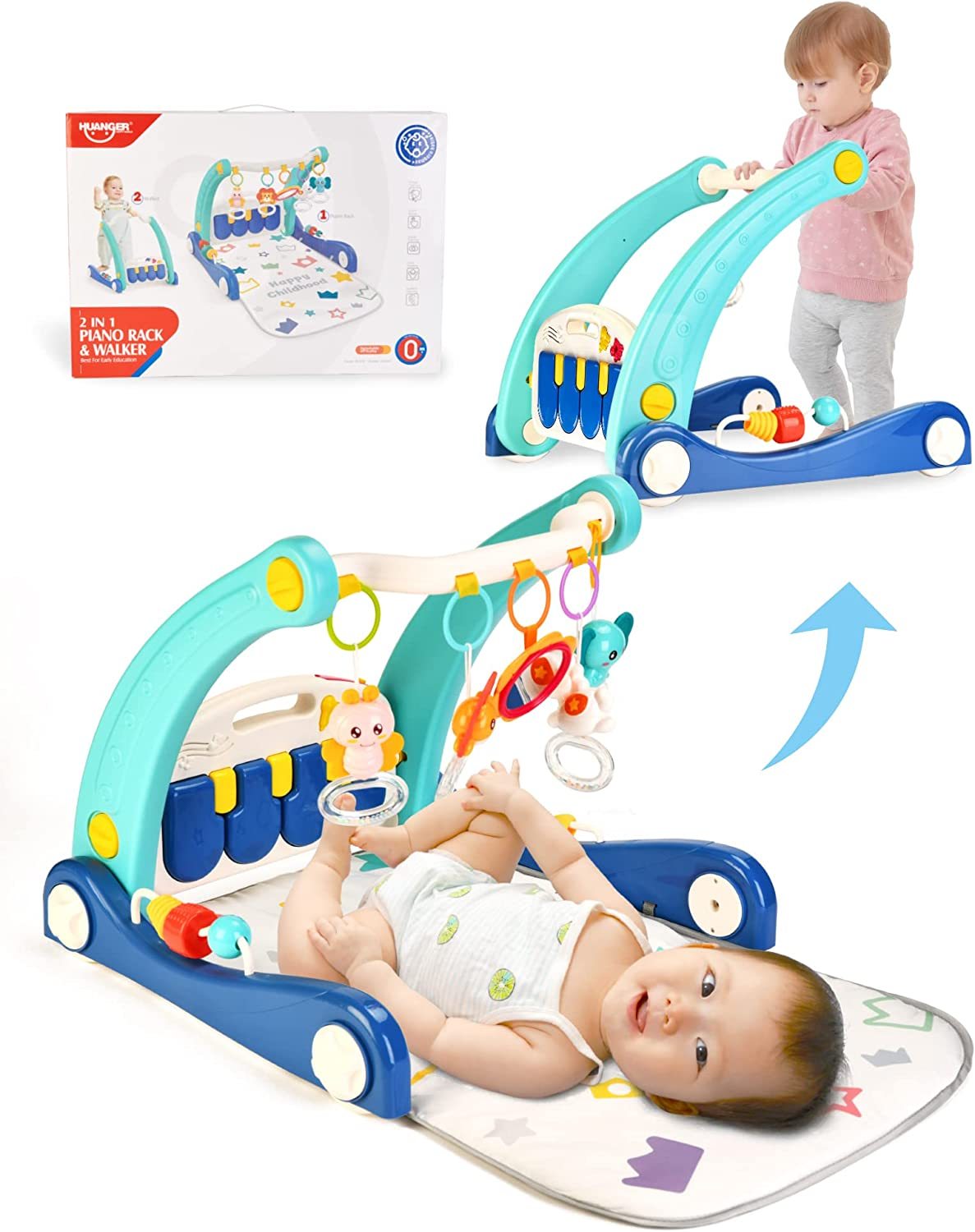 ベビージム プレイジム＆ウォーカー 押し車 室内遊具 折りたたみ コンパクト 収納便利 知育おもちゃ付き 赤ちゃん ベビー おもちゃ