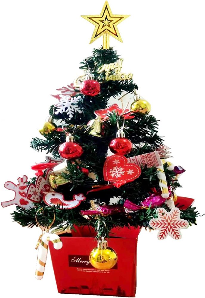 クリスマスツリー 卓上 クリスマスツリー 飾り クリスマス オーナメント クリスマスツリー ミニ ツリークリスマス 50cm イルミネーション LEDライト付き クリスマスツリー セット 部屋 商店 プレゼント (60cm)
