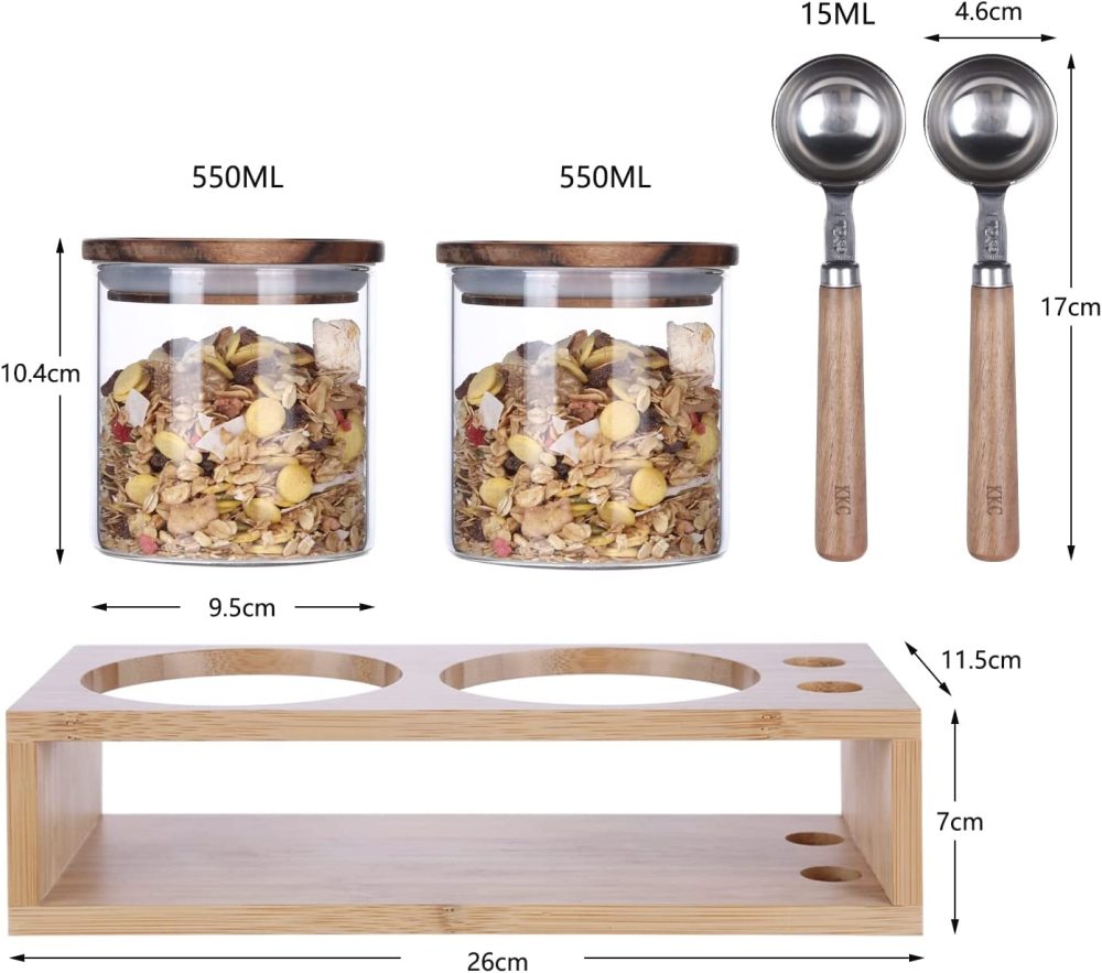 ガラス コーヒー キャニスター スプーン付き 200g キャニスター セット 密閉 コーヒー豆保存容器 砂糖 紅茶の葉 抹茶 コーヒー粉 プロテイン 唐辛子 粉末 保存容器 密閉 2個セット
