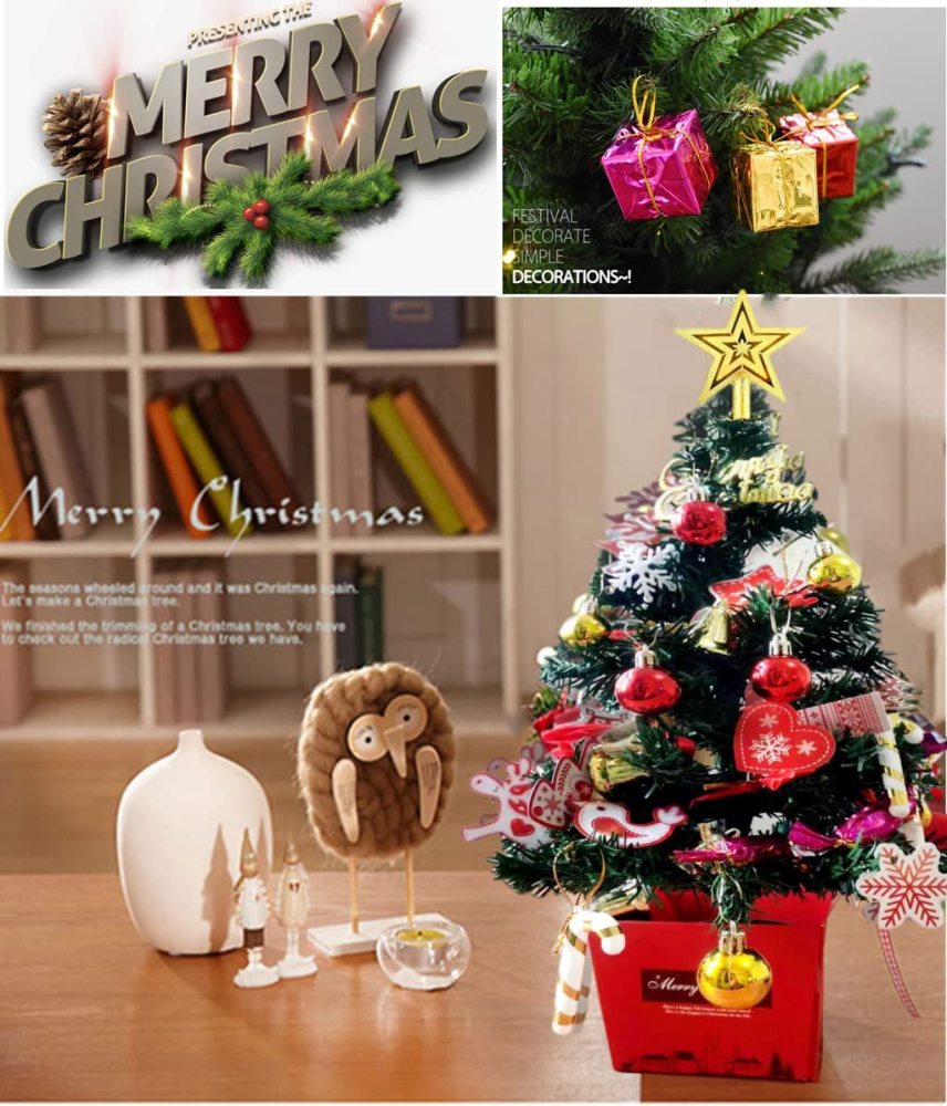 クリスマスツリー 卓上 クリスマスツリー 飾り クリスマス オーナメント クリスマスツリー ミニ ツリークリスマス 50cm イルミネーション LEDライト付き クリスマスツリー セット 部屋 商店 プレゼント (60cm)