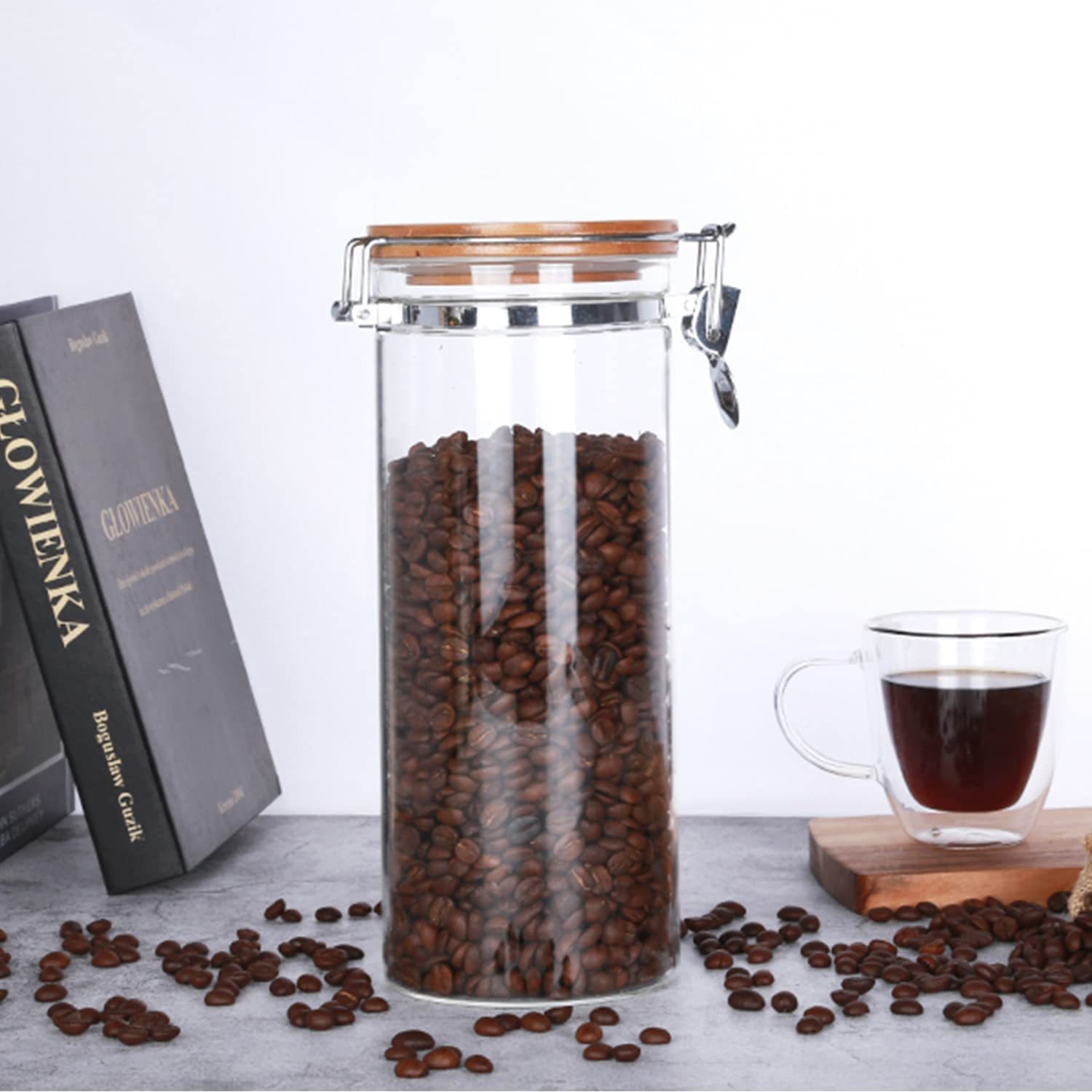 キャニスター コーヒー コーヒーまめ 豆 保存 容器 瓶 ガラスキャニスター ガラス 蓋 コーヒー粉 1500ml