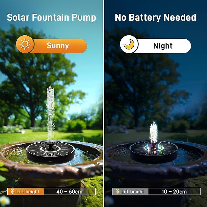 BUCATSTATE ソーラー噴水ポンプ ソーラーポンプ ウォーターポンプ 太陽光発電 夜間も作動可能 池ポンプ 8つスプレーパターン LEDライト付き 酸素供給 水循環 屋外 プール 庭の装飾用