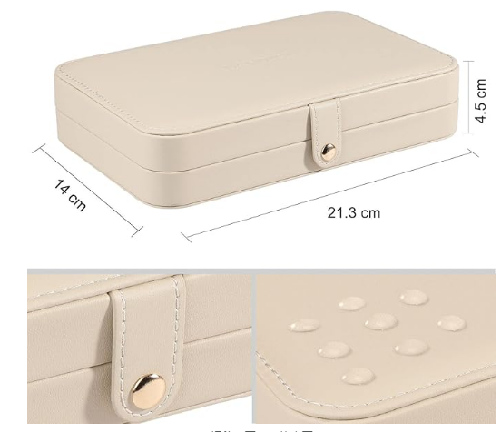 LANDICI ジュエリーボックス PU レザージュエリーボックス ジュエリーボックス リング収納 ジュエリー収納ボックス ポータブル 分離された宝石ボックス ジュエリーボックス オーガナイザー ビーズ ネックレス イヤリング ブレスレットやその他の小物 アクセサリーボックス 女性と女の子 ベージュ