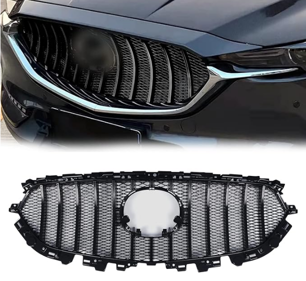 RAWAKORW マツダ CX-5 フロントグリル KF系 CX-8 KG系 H29.2～適合 グリッドグリル レーダークルーズ装備車 360°視野角監視非装備車 グリルカバー 縦型グリル グリルグリル 空力 ABS樹脂 フロントグリルパーツ モデルA