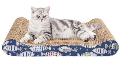 Blueekin 猫爪とぎボード 猫爪とぎボード カートン 高密度 耐久性 猫爪マット 省スペース 家具破壊防止 運動不足改善 孤独解消 リバーシブル 猫おもちゃ (ベッドタイプ)