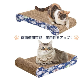 Blueekin 猫爪とぎボード 猫爪とぎボード カートン 高密度 耐久性 猫爪マット 省スペース 家具破壊防止 運動不足改善 孤独解消 リバーシブル 猫おもちゃ (ベッドタイプ)