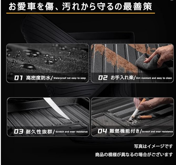 RAWAKORW トランクマット トヨタ ハイエース 200系 標準ボディ 1型 2型 3型 4型 5型 6型 トランクマット ラバーカー フロアマット TPO素材 高性能弾性素材 3D立体成型 トランクマット 後室マット テールボックスマット 防水 1P