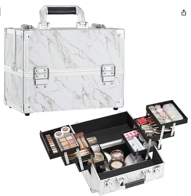 Hapilife コスメケース 大容量 プロ仕様 コスメケース 6層パレット 化粧品ケース コスメケース 化粧品収納ケース 化粧品収納 メイク道具 化粧品収納ボックス 鍵付き (ホワイト)