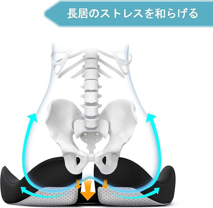 A-Pce X Large 低反発 坐骨神経痛 椅子 クッション、腰痛対策/改善 クッション、座布団 お尻が痛くならない 車 クッション、通気性 すべりどめざぶとんカバー