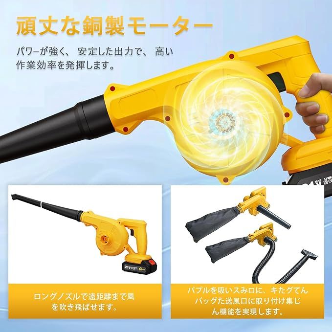 GPYP ブロワー 充電式 ブロワ（延長チューブ付き）2.0Ahバッテリー×2個搭載 送風と集じんの1台2役 互換マキタ18Vバッテリー対応 軽量·低騒音、庭掃除や洗車に最適 ノズル3個付 日本語取扱説明書付き（white-01） ブランド: GPYP