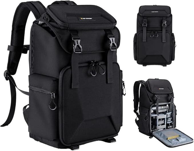 [K&F Concept] カメラバッグ カメラリュック リュックサック 25L 大容量 2気室 おしゃれ レインカバー付き EVA材質防水耐衝撃 16インチPC収納＆三脚収納可 旅行/撮影/登り/アウトドア撮影に適用