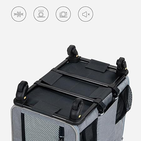 ペットキャリーカート 犬 猫 ハードクレート 車輪付き ペット用トロリーケース キャスター付 多機能 取り外し可能な ハンドバッグ 折りたたみ式 小型・中型犬・猫 通気性 軽量