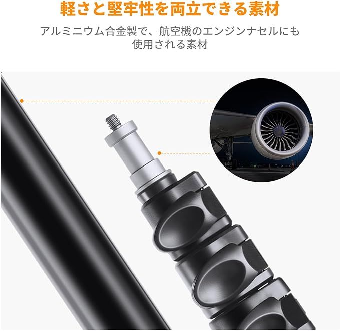 K&F Concept ライトスタンド 軽量 持ち運び ストロボ スタンド 逆折り畳み コンパクト レバーロック アルミニウム合金製 スタジオ照明/カメラ/ロケ撮影/旅行/ローアングル撮影