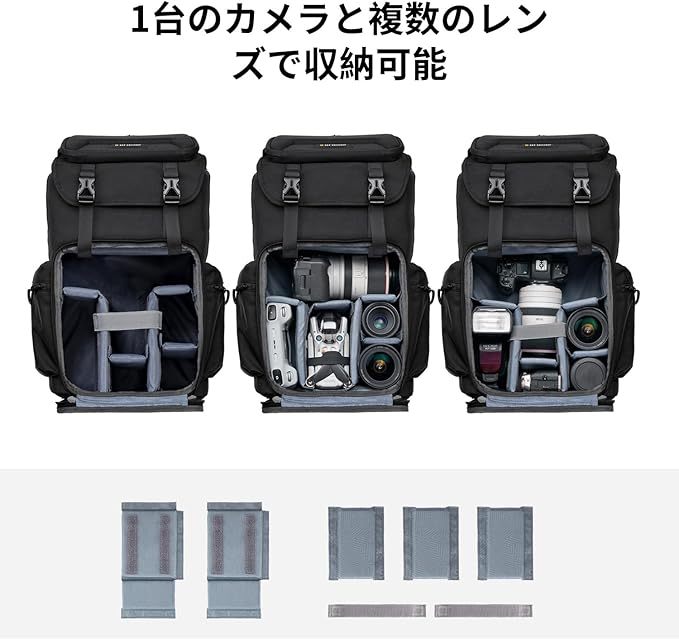 [K&F Concept] カメラバッグ カメラリュック リュックサック 25L 大容量 2気室 おしゃれ レインカバー付き EVA材質防水耐衝撃 16インチPC収納＆三脚収納可 旅行/撮影/登り/アウトドア撮影に適用